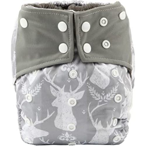 AIll in One Night AIO Cloth Diaper Nappy Sewn in Insert Reusable Washable (Grey Deer) Medium