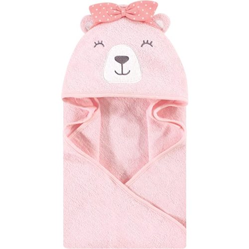 Hudson Baby Unisex Baby Cotton Animal Face Hooded Towel, Bear Girl, One Size