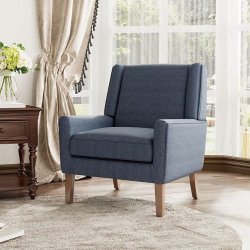 Modern Accent Chair with Thick Seat Cushion & Ergonomic Backrest – Firm Spring Support, Easy Assembly for Living Room, Reception, or Bedroom - Blue