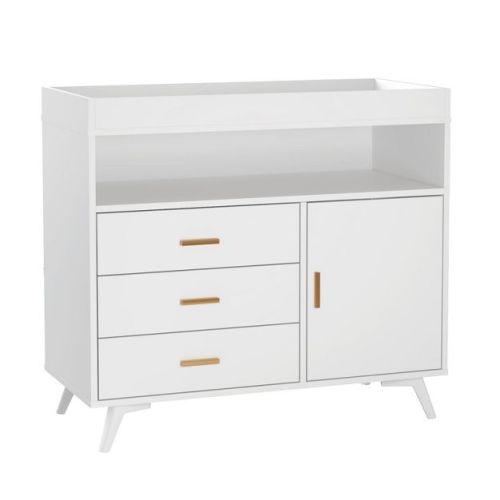Baby Changing Table Dresser ¨C White, 3-Drawer Nursery Dresser with Removable Changing Pad for Infants