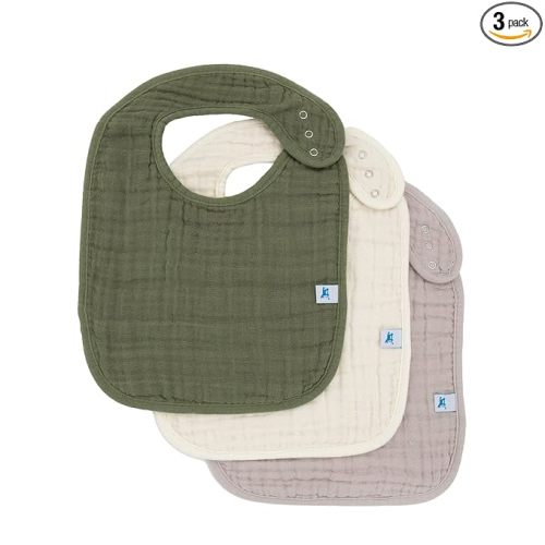 Little Unicorn Muslin Baby Bibs | Adjustable as Baby Grows | Soft Absorbent Muslin Fabric | For Eating, Drooling, Teething (Fern)