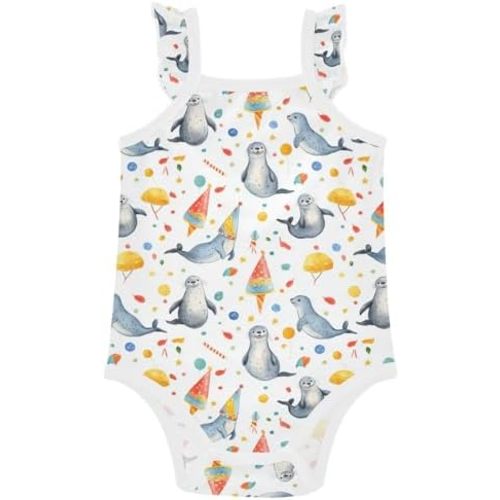 Onsies for Baby Girls' Bodysuits Ruffle Jumpsuit Sleeveless Newborn Clothes for 3-24 Months