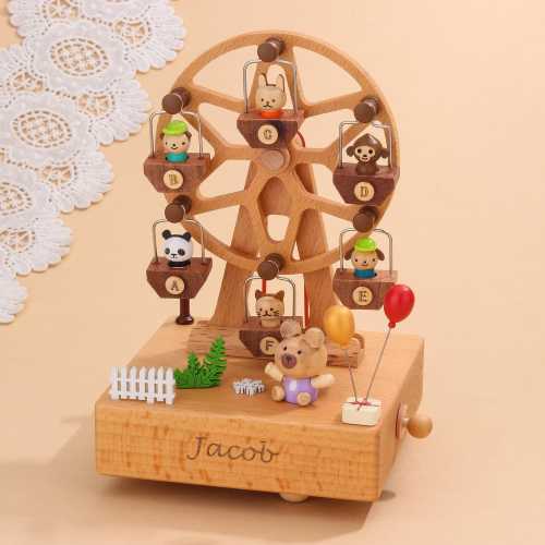 Personalized Wooden Ferris Wheel Music Box, Engraved  Name Nursery Decor, Baby Shower Gift, Nursery Decor, Gift for Kid, Newborn Gift
