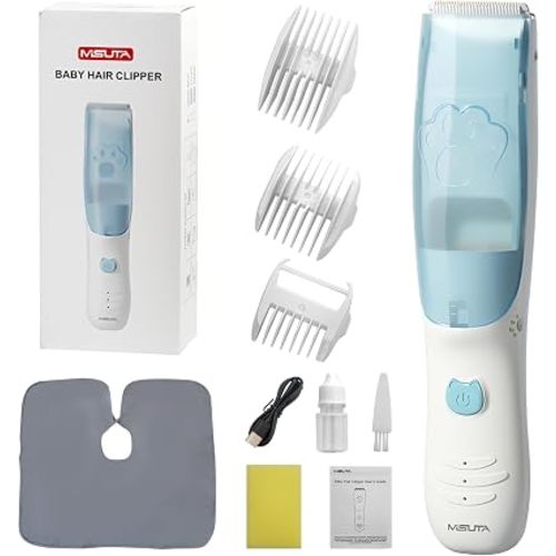 Vacuum Baby Hair Clippers,Silent Clippers for Kids,Cordless Baby Hair Trimmer,Waterproof Baby Hair Cutting Kit for Fine/Curly Hair,Infant Toddler Hair Clippers Auto Suck Snipped Hair