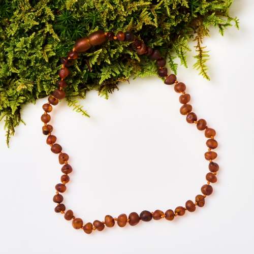 Raw Cognac - 100% Natural Amber Teething Necklace - Safe Teething Necklaces for Babies – Powell's Owls