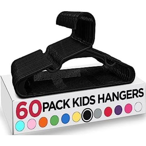Utopia Home 60 Pack Kids Hangers - 11. 5 Inch Plastic Baby Hangers for Closet - Childrens Hangers for Clothes & Infant Hangers for Closet - Ideal for Everyday Standard Use (Black)