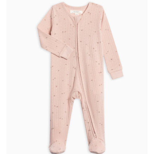 Maya Brushed Back Pointelle Footed Zipper Sleeper