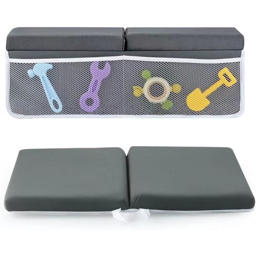 PandaEar Baby Bath Kneeler and Elbow Rest Pad Set, Dark Grey