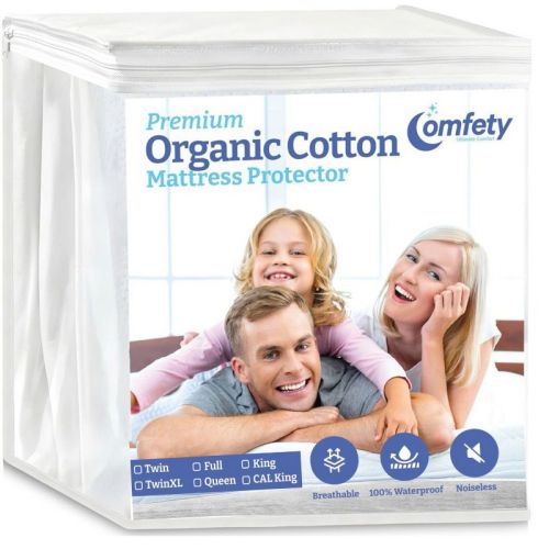 Organic Mattress Protector, 100% Waterproof & Hypoallergenic, Breathable Cotton Cover & Ultra Soft Mattress Pad Cover