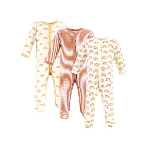Hudson Baby Long Sleeve Sleep and Play 3-Pack, Newborn-9 Months, Cotton, Cozy