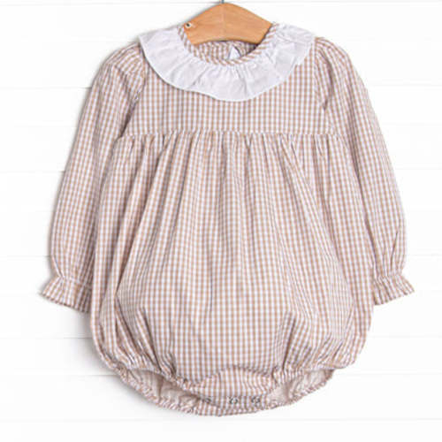2T Classic Caroline Bubble, Tan Gingham – Stitchy Fish