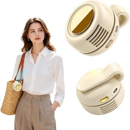 Portable Clip-on Fan, Silent Bladeless Mini fan, 360°Rotation 3-speed Modes Whirlwind Fans For Waist Clips Hands-Free Cooling Fan Suitable For Outdoor Sports Trip Work Travel White