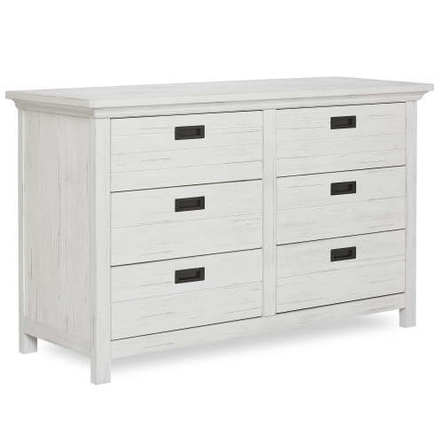 Evolur Waverly 6 Drawer Double Dresser, Weathered White