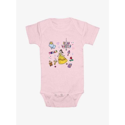 Disney Princesses Belle And Icons Infant Bodysuit - PINK | BoxLunch