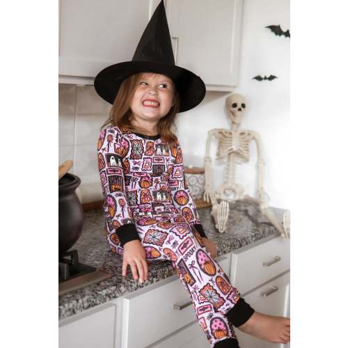 Pink Halloween Bamboo Pajamas for Toddlers & Kids – Elle & Mily