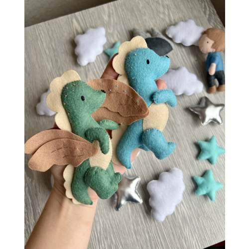 Dragon Hanging Toys for baby gym , baby activity center toy ,Dragon Baby Play Gym Toys , Felt sensory toys, dragon nursery accessory