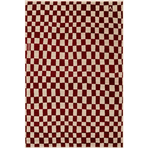 Rasali Checkered Box Rug | Red – Rugs USA