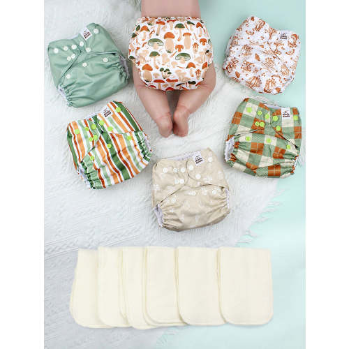 POCKET DIAPER 3.0 WITH INSERTS - 6 PACK(Mushrooms)