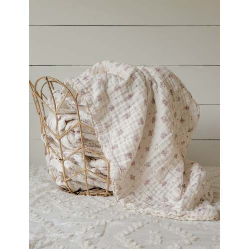Evie Floral QUILTED 6 Layer Gauze Blanket