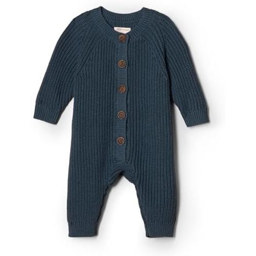 Amazon Essentials Unisex Babies' Cotton Knit Playsuit, Dark Navy, 0-3 Months