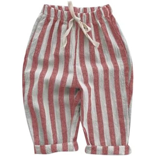 Boys Girls Cotton Linen Harem Bloomers Pants for Baby Toddler Cute Striped Bloomer Elastic Basic Harem Pants Joggers