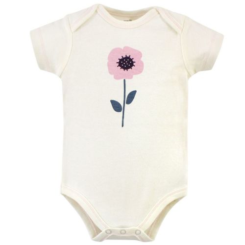 Touched by Nature Baby Girl Organic Cotton Bodysuits 5pk, Blossoms, 0-3 Months
