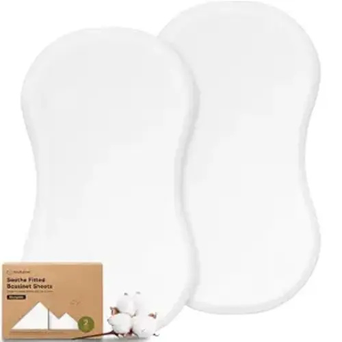 2pk Organic Bassinet Sheets, Compatible with Halo Bassinest (Soft White)