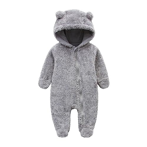 Babymine Newborn Baby Jumpsuit Hooded Fleece Rompers Long Sleeve Onesie Outwear Outfits
