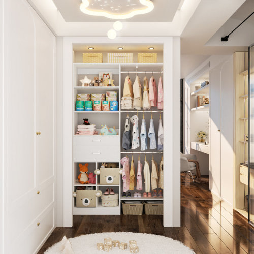 Latitude Run® 5FT Closet System with Wooden Drawer & Cube Storage | Wayfair