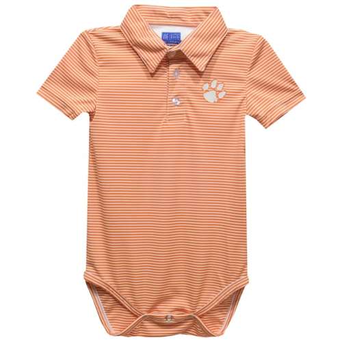 Clemson Tigers Vive La Fete Infant Polo Pencil Stripe Bodysuit - Orange