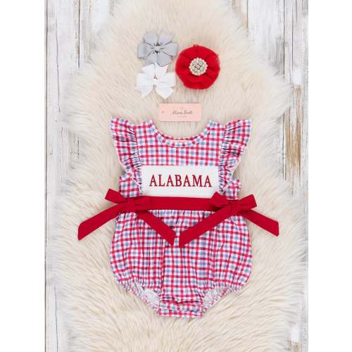 Alabama Smocked Gingham Bubble Romper