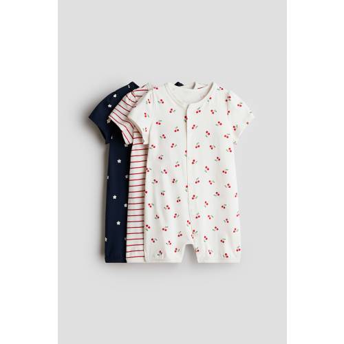 3-PACK SHORT COTTON PAJAMA JUMPSUITS