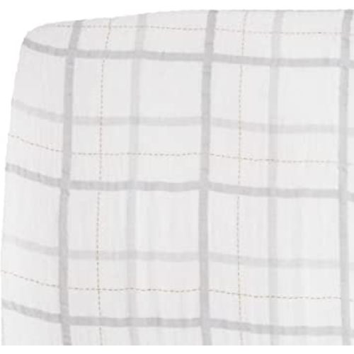 Little Unicorn Premium Crib Sheet | Breathable & Super-Soft Muslin Fabric (Grey Plaid)
