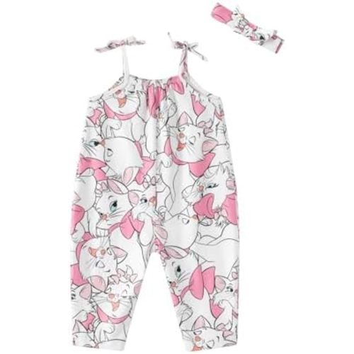 Disney Frozen Elsa Princess Minnie Stitch Marie Girls Romper with Bow Tie Strap and Headband Cute Jumpsuit for Baby & Toddler