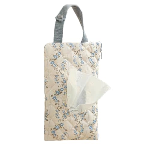 Quilted Baby Wipe Holder Floral Diaper Pouch Portable Quilted Wipes Bag for Car, Stroller