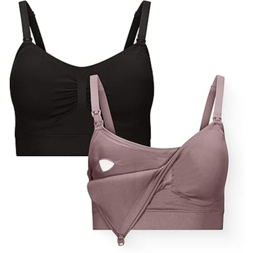 Kindred Bravely Essentials Pumping and Nursing Bras, Hands Free, Nursing Bras for Breastfeeding, 2 Pack