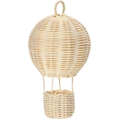 Home Decor Rattan Woven Lampshade Hot Air Balloon Shape Lampshade Light Bulb Cage Ceiling Pendant Light Cover Wicker Lamp Cover for Home Kitchen Tea House Vintage Decor