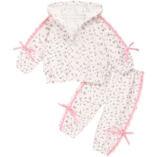Baby Girl Floral Clothes Long Sleeve Infant Zipper Hooded Sweatshirt and Pants Set | Spring Fall Casual Outfits