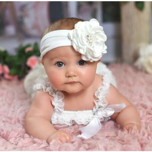 PICK COLOR Baby headbands, Newborn Headband, Big Bow Headband, White Christening Headband, Baby Hair Bows, White Flower Headband, Baby Bow.