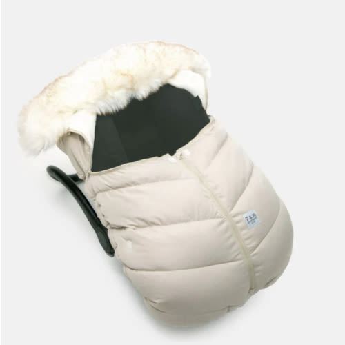 7AM Car Seat Cocoon Tundra - Heather Beige - White Faux Fur