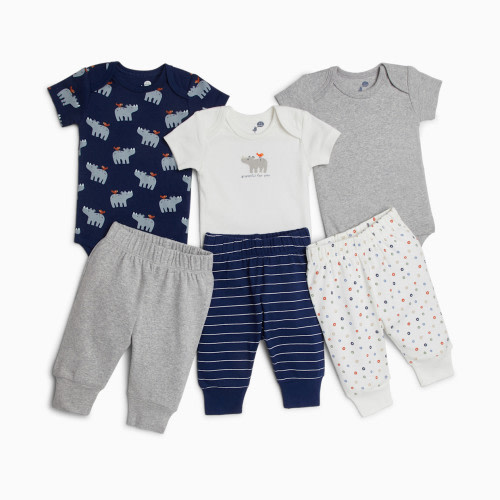 Small Story 6 Piece Set - Rhino And Bird, 0-3 M