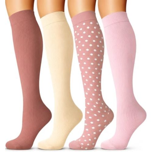 4 Pairs-Compression Socks for Women&Men Circulation-Best Support for Nurses,Running,Athletic