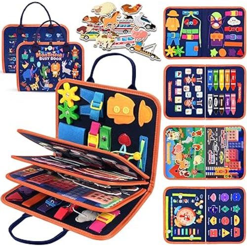 ZOOI Toddler Toys Busy Board - Montessori Toys for 1-5 Year Old Boy Girl Birthday Gifts for Kids, Sensory Toys Baby Essentials, Busy Book for Toddlers 1-5 Year Old, Airplane Activities Toys Gifts