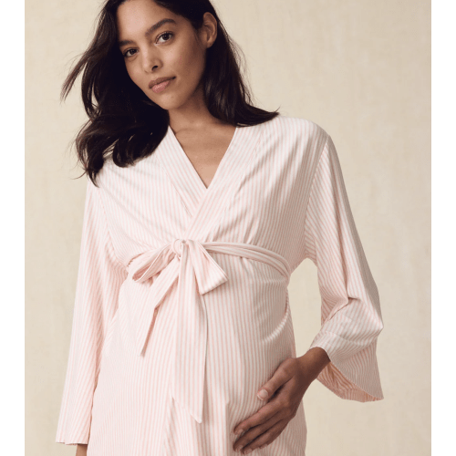 LAKE | Women | DreamModal™ Pajamas | English Rose Pencil Stripe Maternity Kimono Bundle