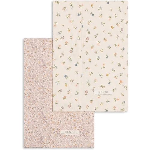 Kendi by Colored Organics Baby 2 Pack Organic Cotton Burp Cloths Set - Primrose + Petaline