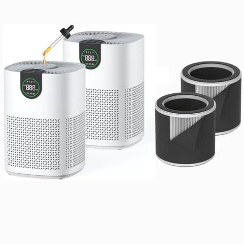 VEWIOR A12 2 Pack Air Purifiers Bundle A12 H13 Replacement Washable Filter 2 PCS