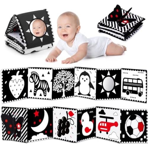 Black and White Baby Toy Tummy Time High Contrast Newborn Toys Essential