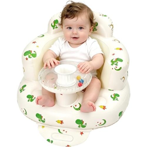 Inflatable Baby Seat with Built-in Pump Tray, Baby Sit Up Chair