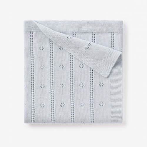 Pale Blue Pointelle Knit Baby Blanket BLUE / 30X40