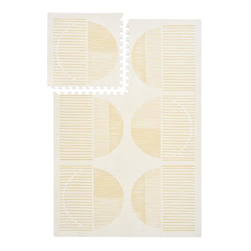 PopsyKosy Super 1 Inch Thick Premium Quality Exercise & Baby Foam Play Mats - Expandable & Large Non-Toxic Odorless Floor Mat - 6 Tiles Spacious 6x4ft - Peel-Resistant - Ecru Linen